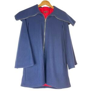 Blue Wool Coat Bell Sleeves Big Collar Medium She Bible